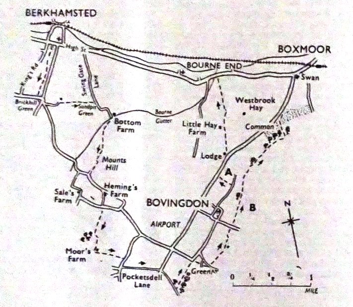 Hilltop Way to Bovingdon Green walk map