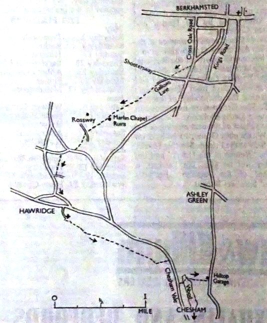 Ridgeway from Hawridge to Chesham Vale walk map